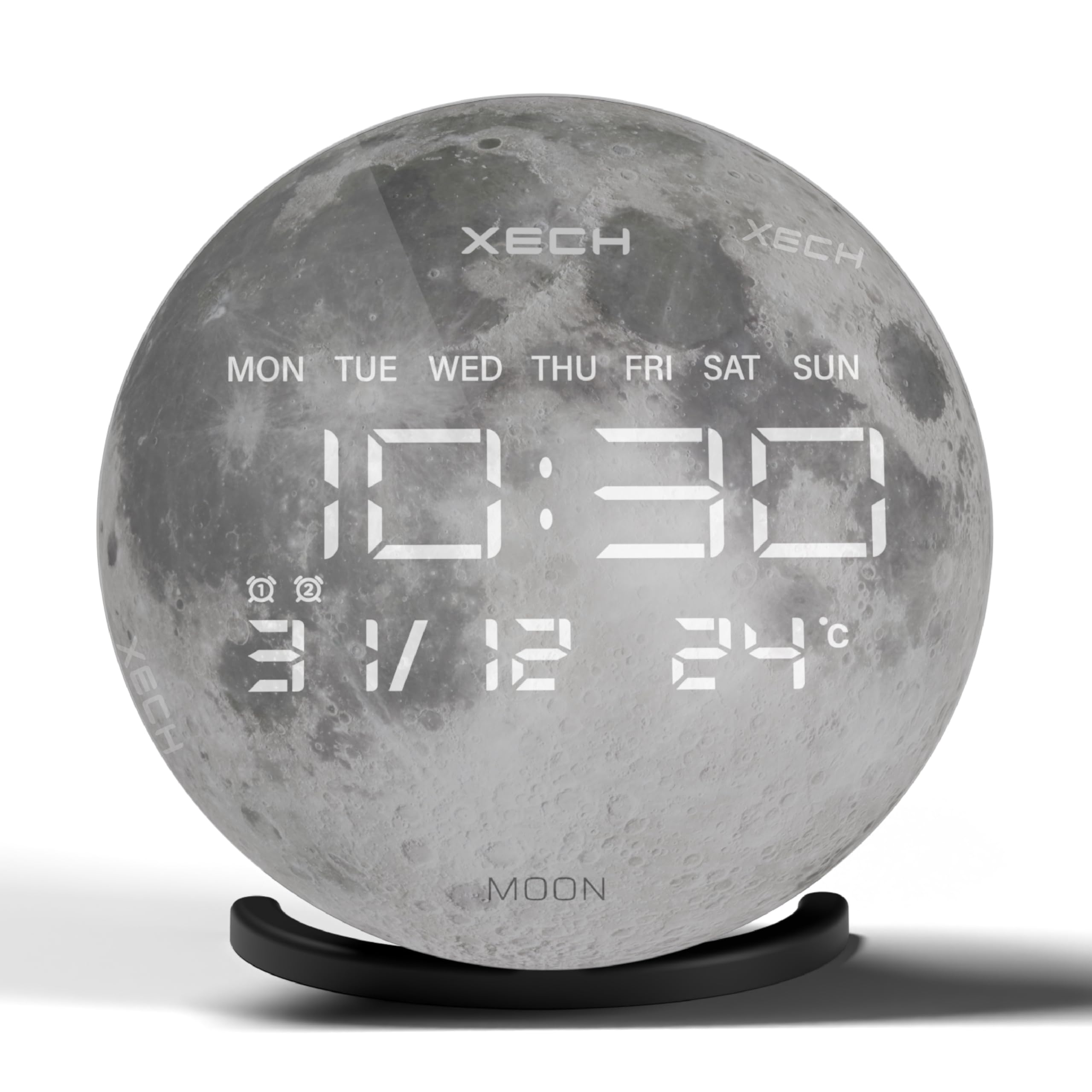  CLOCK デジタル表示　シルバー Xech Digital Alarm Clock with Wireless Speaker, Dual Loud Alarms